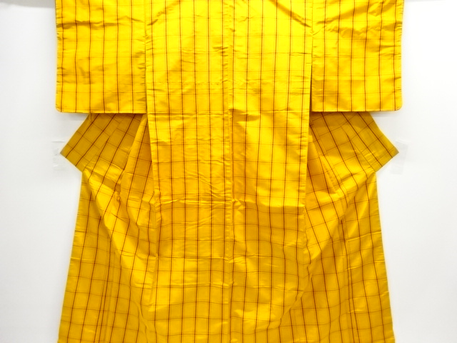 JAPANESE KIMONO / ANTIQUE KIMONO / SILK / YONEZAWA TSUMUGI / WOVEN GRID